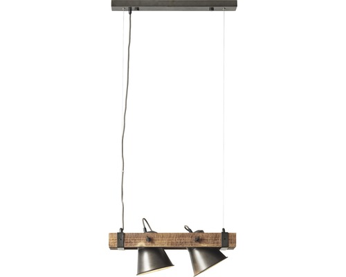 Závěsné svítidlo se dvěma světly a dřevěným trámem