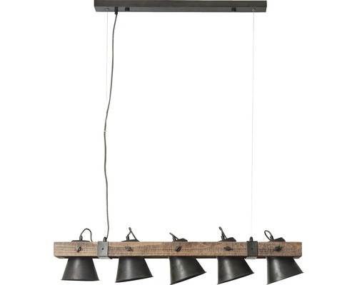 Závěsné svítidlo s pěti světly na dřevěném trámu