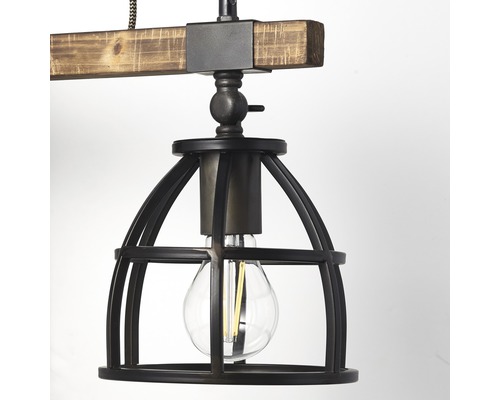 Závěsná lampa s dřevem a kovem