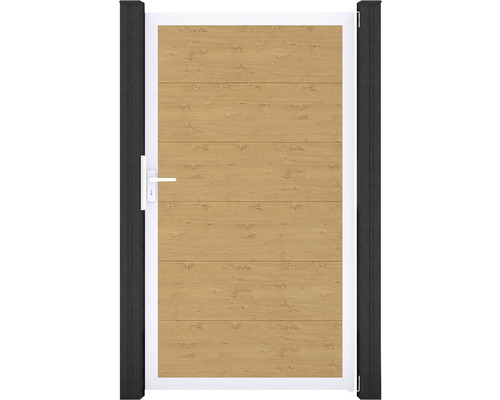 Branka GroJa BasicLine DIN universal Zahradní branka s dřevěným efektem a bílým rámem