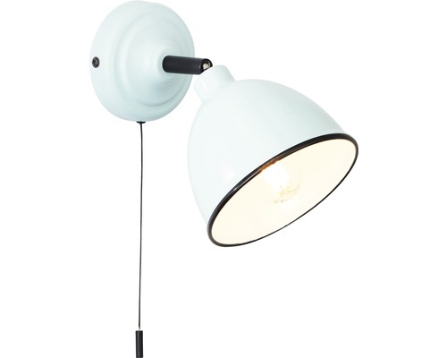 Světle modré nástěnné svítidlo s tahovým spínačem