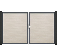 Dvoukřídlá brána s vodorovnými panely a madlem