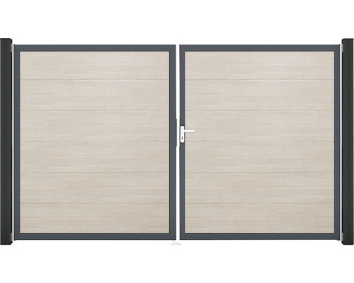 Dvoukřídlá brána s vodorovnými panely a madlem