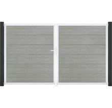 Dvoukřídlá brána s vodorovným vzhledem dřeva a rámem