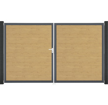 Dvoukřídlá brána z hliníku a dřeva do zahrady