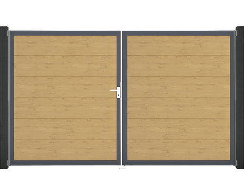 Dvoukřídlá brána z hliníku a dřeva do zahrady