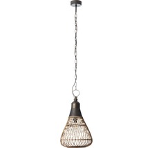 Závěsná lampa s kovovým rámem a řetízkovým závěsem