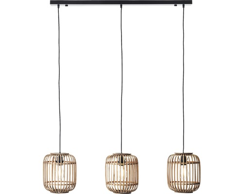 Závěsné svítidlo se třemi lampami z bambusu