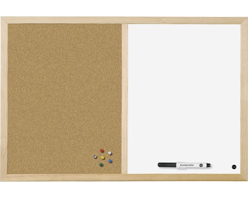 Tabule Whiteboard kombinovaná korková 90x60 cm
