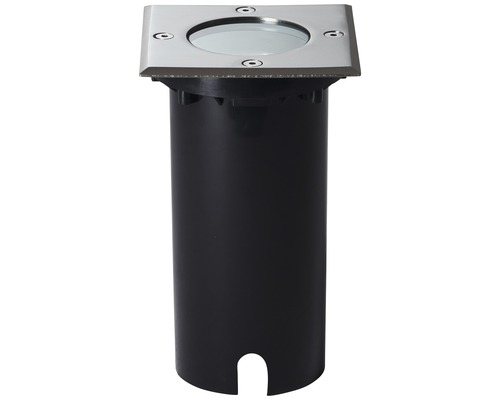 Zemní zápustné svítidlo s hranatou nerezovou clonou