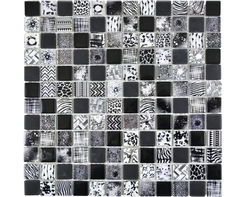 Skleněná mozaika čtvercová crystal mix black