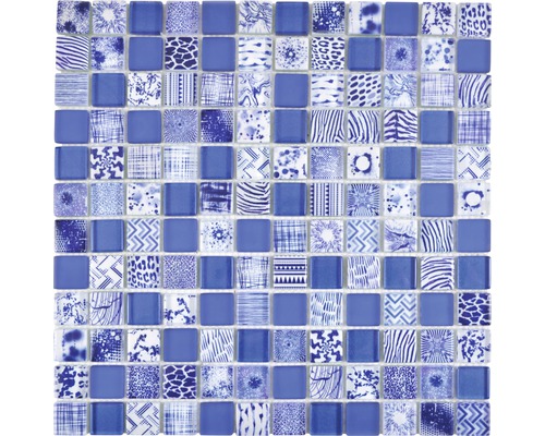 Skleněná mozaika čtvercová crystal mix blue