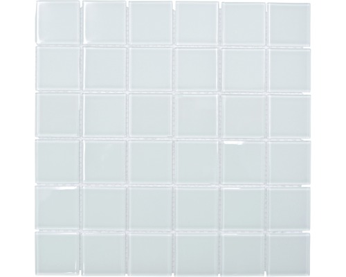 Skleněná mozaika čtvercová crystal mix bílá