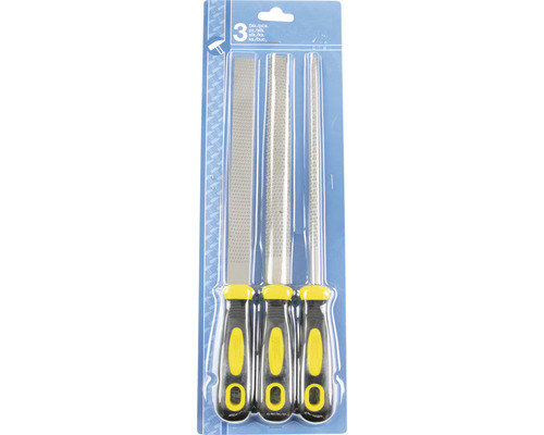 Sada tří pilníků s plastovými rukojeťmi