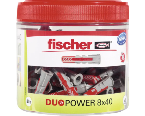Hmoždinky Fischer DuoPower 8x40 v nádobě