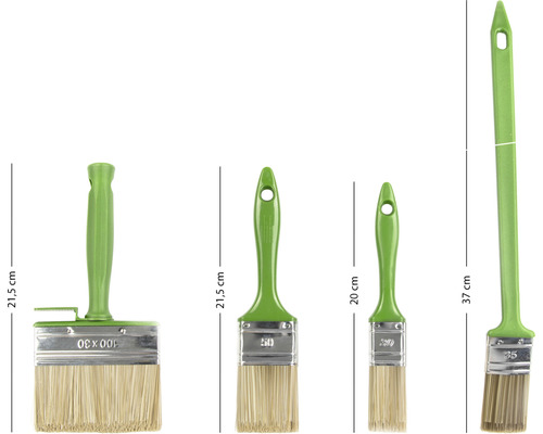 Sada štětců s plochým štětcem, štětkou na plochy a štětcem na radiátory v různých velikostech