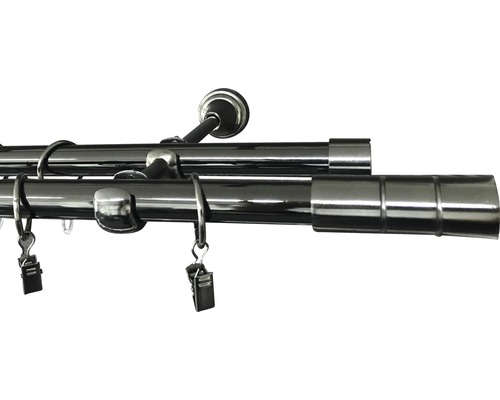 Dvojitá garnýž válec Ø 19 mm 160 cm černý nikl-0