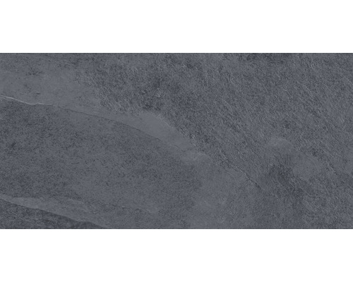 Keramická dlažba Flairstone 60x120x2 cm Valley Anthracite Detail šedé břidlicové dlaždice s texturovaným povrchem