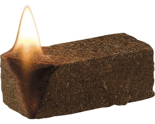 Jeden hořící podpalovač grilu z přírodního vlákna.