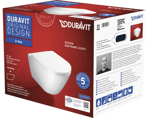 Balení závěsného WC Duravit D-Neo se sedátkem s automatickým sklápěním