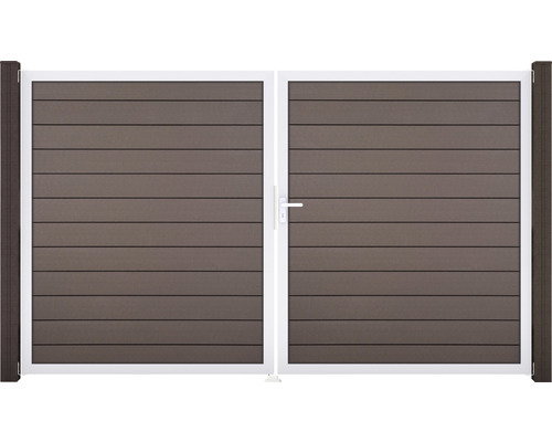 Dvojitá brána ze dřeva a kovu pro venkovní použití