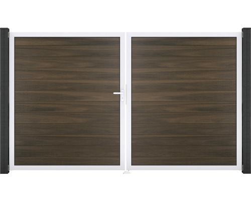 Dvoukřídlá brána s dřevěnou výplní a kovovým rámem