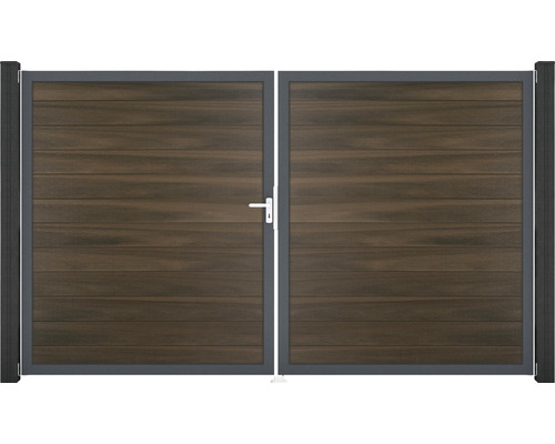 Brána GroJa Flex levá Dvojitá brána ze dřeva s kovovým rámem a rukojetí