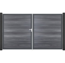 Šedá hliníková zahradní branka s vodorovnými lamelami