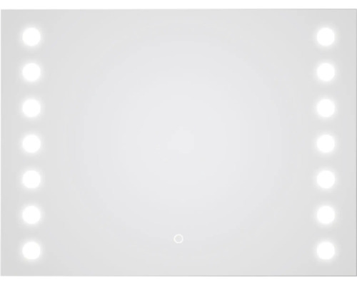 LED zrcadlo do koupelny s osvětlením Silver Hollywood 80 x 60 cm