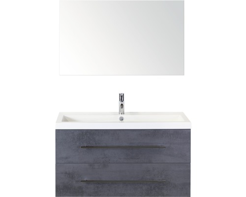 Koupelnový nábytkový set Sanox Straight barva čela beton antracitově šedá ŠxVxH 100 x 170 x 40 cm s umyvadlem z minerální litiny a zrcadlem Koupelnový nábytkový set Sanox Straight barva čela beton antracitově šedá ŠxVxH 100 x 170 x 40 cm s umyvadlem z minerální litiny a zrcadlem