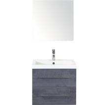 Koupelnový nábytkový set Sanox Straight barva čela beton antracitově šedá ŠxVxH 60 x 170 x 40 cm s umyvadlem z minerální litiny a zrcadlovou skříňkou