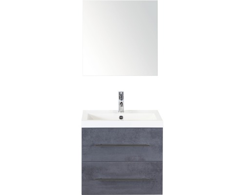 Koupelnový nábytkový set Sanox Straight barva čela beton antracitově šedá ŠxVxH 60 x 170 x 40 cm s umyvadlem z minerální litiny a zrcadlovou skříňkou