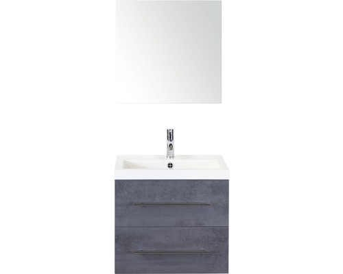 Koupelnový nábytkový set Sanox Straight barva čela beton antracitově šedá ŠxVxH 60 x 170 x 40 cm s umyvadlem z minerální litiny a zrcadlem