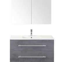 Koupelnový nábytkový set Sanox Stretto barva čela beton antracitově šedá ŠxVxH 101 x 170 x 39 cm s keramickým umyvadlem a zrcadlovou skříňkou
