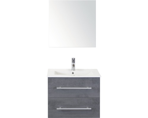 Koupelnový nábytkový set Sanox Stretto barva čela beton antracitově šedá ŠxVxH 61 x 170 x 39 cm s keramickým umyvadlem a zrcadlovou skříňkou
