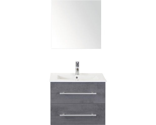 Koupelnový nábytkový set Sanox Stretto barva čela beton antracitově šedá ŠxVxH 61 x 170 x 39 cm s keramickým umyvadlem a zrcadlem