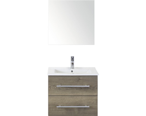 Koupelnový nábytkový set Sanox Stretto barva čela tabacco ŠxVxH 61 x 170 x 39 cm s keramickým umyvadlem a zrcadlem
