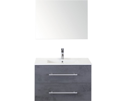 Koupelnový nábytkový set Sanox Stretto barva čela beton antracitově šedá ŠxVxH 81 x 170 x 39 cm s keramickým umyvadlem a zrcadlem