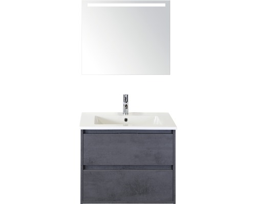 Koupelnový nábytkový set Porto 70 cm s keramickým umyvadlem a zrcadlem s LED osvětlením beton antracitově šedá