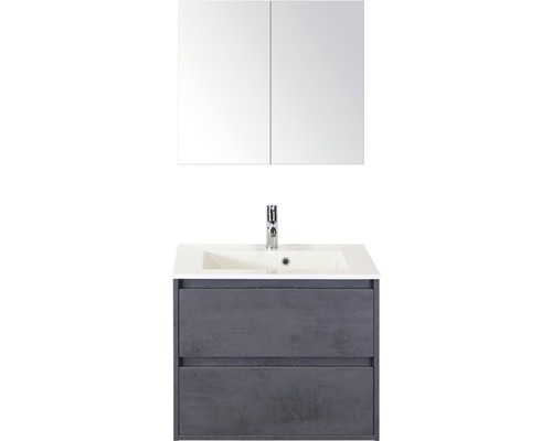 Koupelnový nábytkový set Porto 70 cm s umyvadlem a zrcadlovou skříňkou beton antracitově šedá