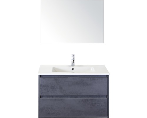 Koupelnový nábytkový set Porto 90 cm s keramickým umyvadlem a zrcadlem beton antracitově šedá