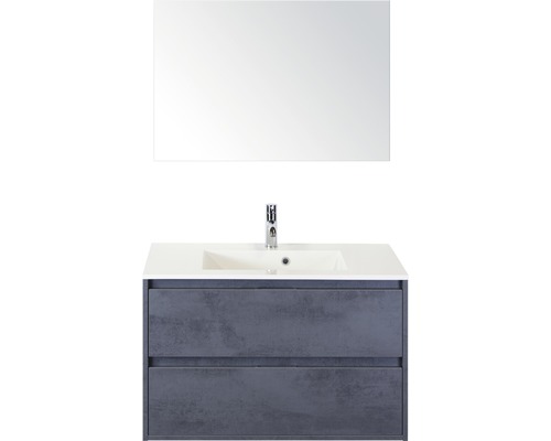 Koupelnový nábytkový set Porto 90 cm s umyvadlem a zrcadlem beton antracitově šedá
