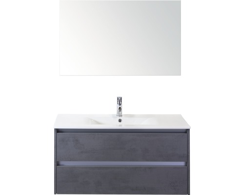 Koupelnový nábytkový set Dante 100 cm s keramickým umyvadlem a zrcadlem beton antracitově šedá