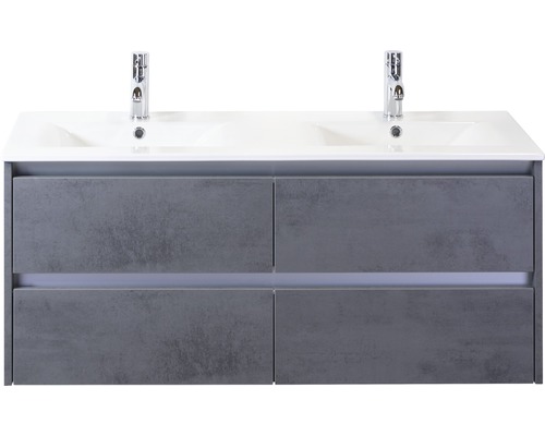 Koupelnový nábytkový set Dante 120 cm s keramickým dvojitým umyvadlem beton antracitově šedá