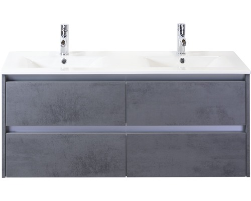 Koupelnový nábytkový set Dante 120 cm s keramickým dvojitým umyvadlem beton antracitově šedá Koupelnový nábytkový set Dante 120 cm s keramickým dvojitým umyvadlem beton antracitově šedá