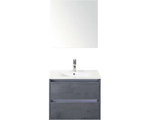 Koupelnový nábytkový set Dante 60 cm s keramickým umyvadlem a zrcadlovou skříňkou beton antracitově šedá