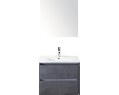 Koupelnový nábytkový set Dante 60 cm s keramickým umyvadlem a zrcadlem beton antracitově šedá