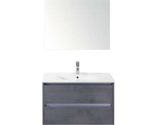 Koupelnový nábytkový set Dante 80 cm s keramickým umyvadlem a zrcadlem beton antracitově šedá