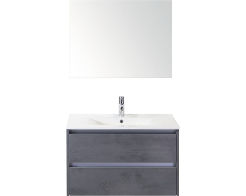 Koupelnový nábytkový set Dante 80 cm s keramickým umyvadlem a zrcadlem beton antracitově šedá Koupelnový nábytkový set Dante 80 cm s keramickým umyvadlem a zrcadlem beton antracitově šedá