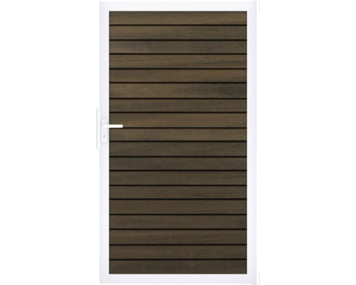 Dřevěné dveře s klikou v bílém rámu